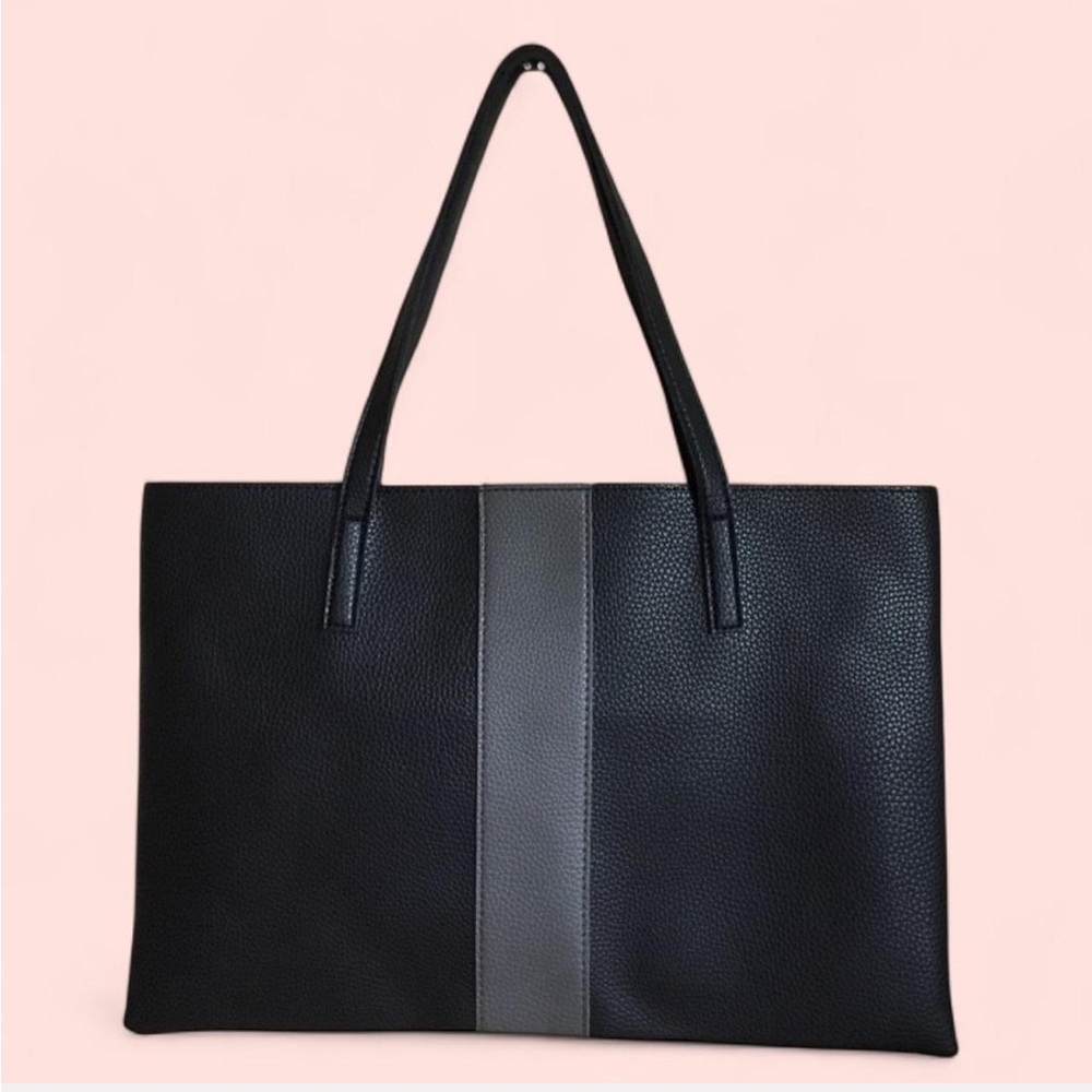 Black and grey vegan leather Vince Camuto bag